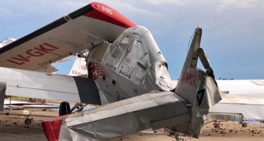 La tormenta provocó destrozos en un aeródromo privado cerca de Alvear