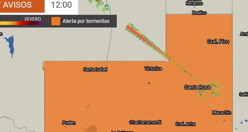 ALERTA POR TORMENTAS ELECTRICAS Y CAIDA DE GRANIZO