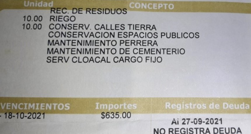 VICTORICA: COMENZÓ A REGIR HOY LAS TASAS MUNICIPALES CON 50% DE AUMENTO