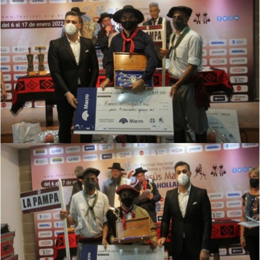  Los pampeanos  Lucas Bustamante y Alejandro Ramos campeones en el festival de Doma y Folklore de Jesús María. 