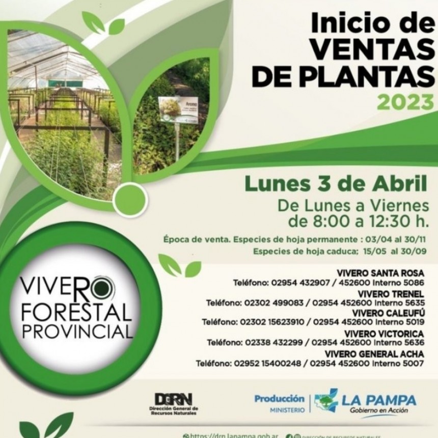 Comienza la venta de plantas en los Viveros Forestales Provinciales