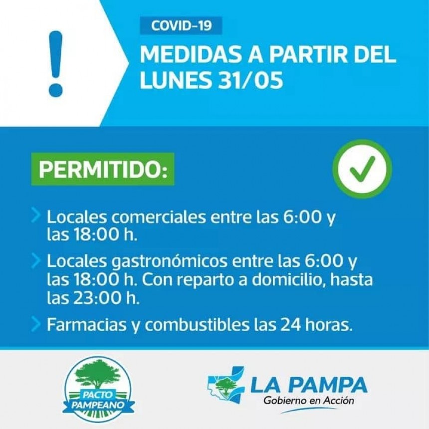 MEDIDAS A PARTIR DEL 31/05 EN TODA LA PAMPA