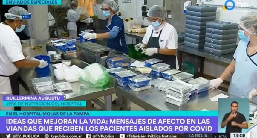  En el Hospital Lucio Molas mandan mensajes de afecto en las viandas que reciben los pacientes aislados por COVID-19 (video)