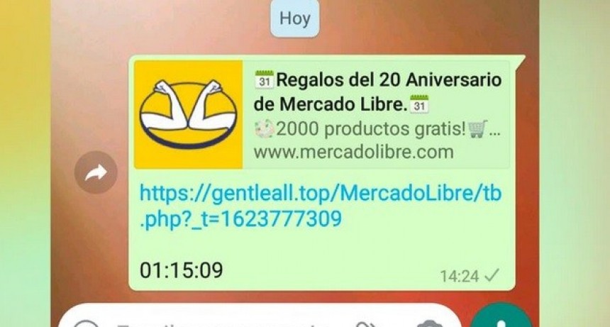 Estafa por WhastApp: el falso mensaje viral que ofrece productos gratis por el aniversario de Mercado Libre