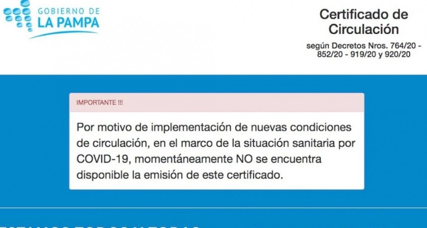 La página para tramitar los permisos de circulación estaría funcionando hoy a última hora