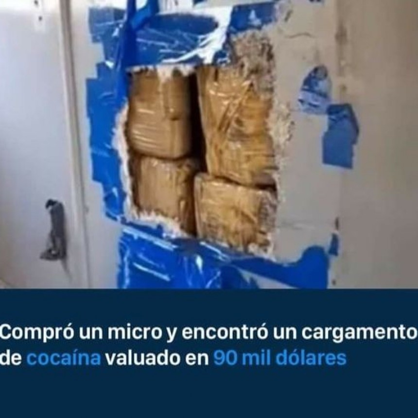 UN HOMBRE COMPRÓ UN COLECTIVO Y ENCONTRÓ EN LAS PAREDES DEL BAÑO UN CARGAMENTO DE DROGA VALUADO EN 90 MIL DÓLARES 