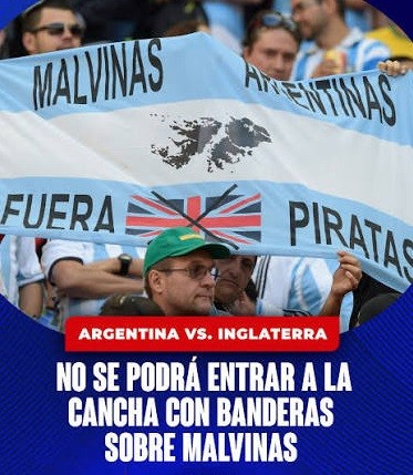 NO PODRAN INGRESAR CON BANDERAS DE MALVINAS