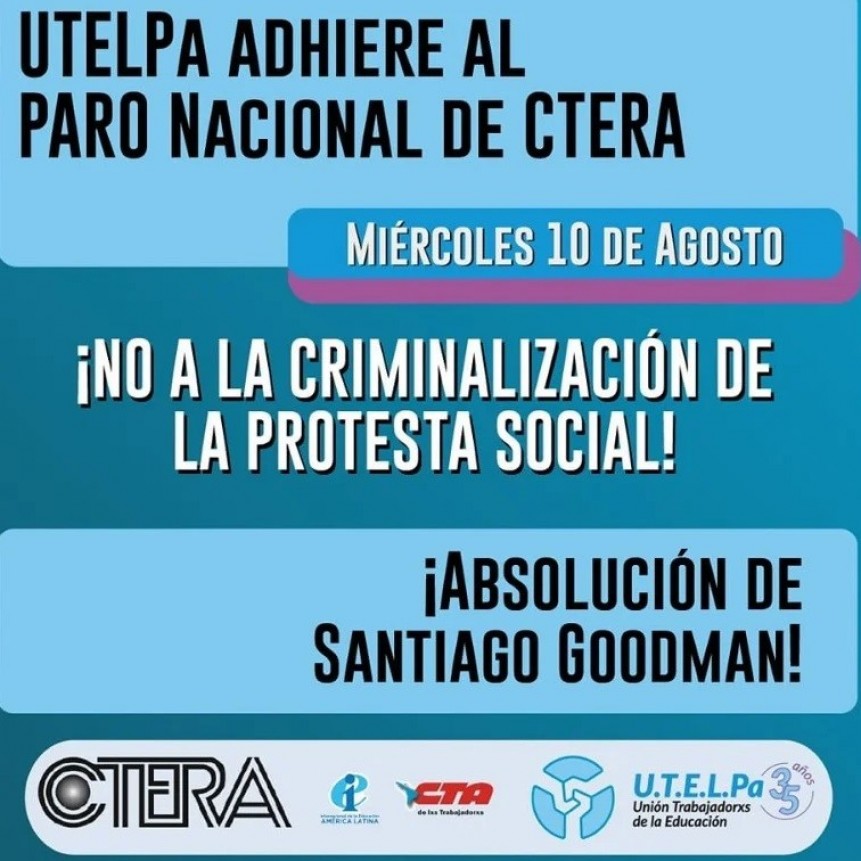Utelpa convocó a un paro para este miércoles