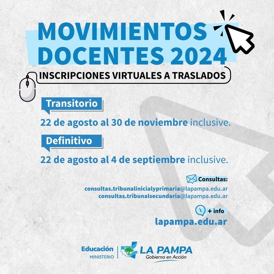 Movimientos Docentes 2024: inscriben a Traslados Transitorio y Definitivo
