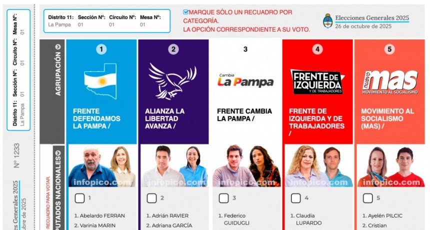 Elecciones 2025: se definieron los candidatos en La Pampa y así quedaría la boleta única