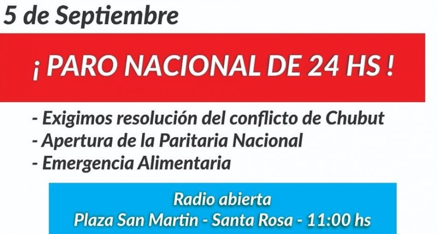 Paro nacional docente tras la agresión a maestros en Chubut
