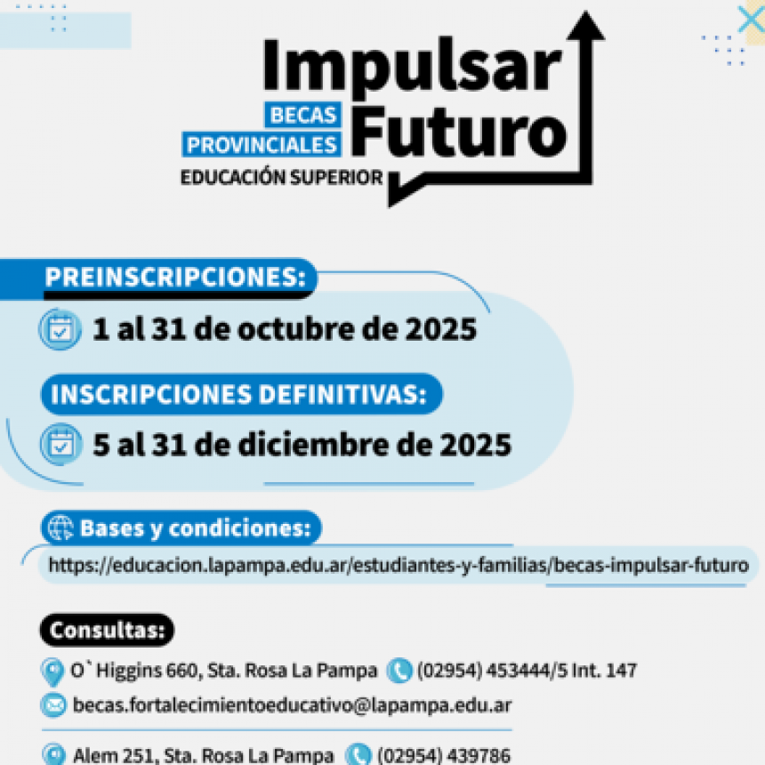 Becas Impulsar Futuro: el 1 de octubre comienzan las preinscripciones 