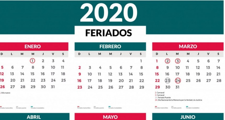 Feriados 2020: el año tendrá 19 feriados y 3 