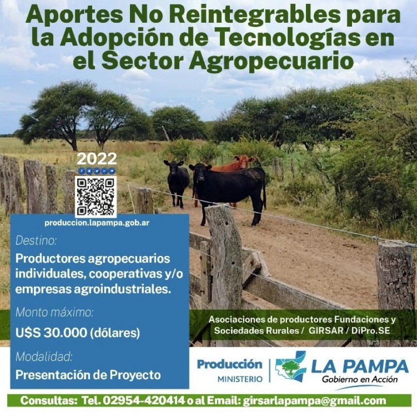 Aumentaron los Aportes No Reintegrables para la adopción de tecnologías en el sector agropecuario